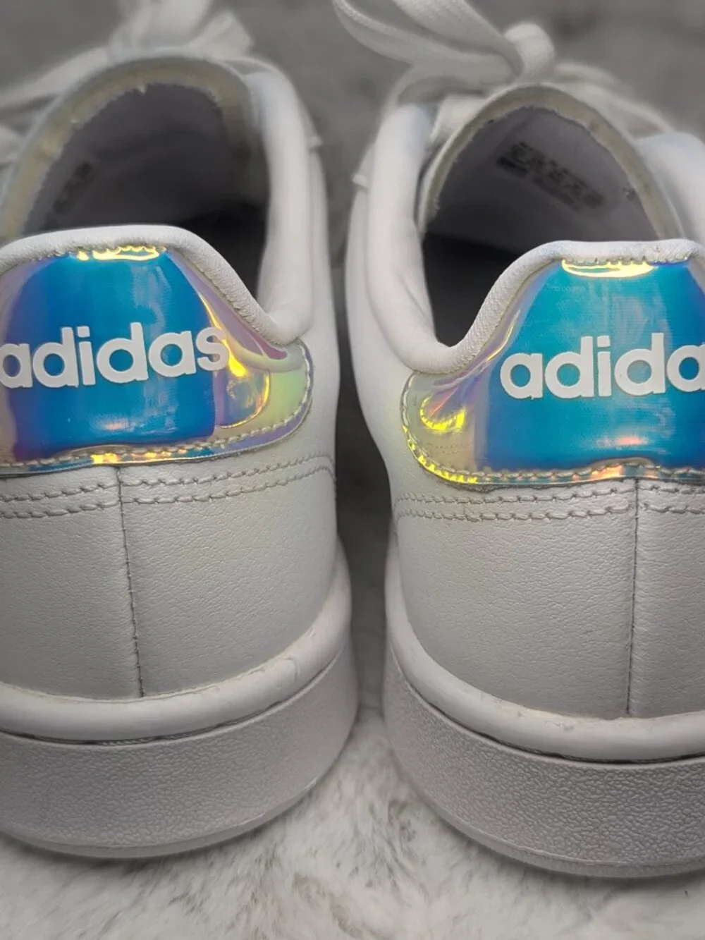 Adidas Grand Court Women's Size 8 White Holographic Iridescent Sneakers EUC